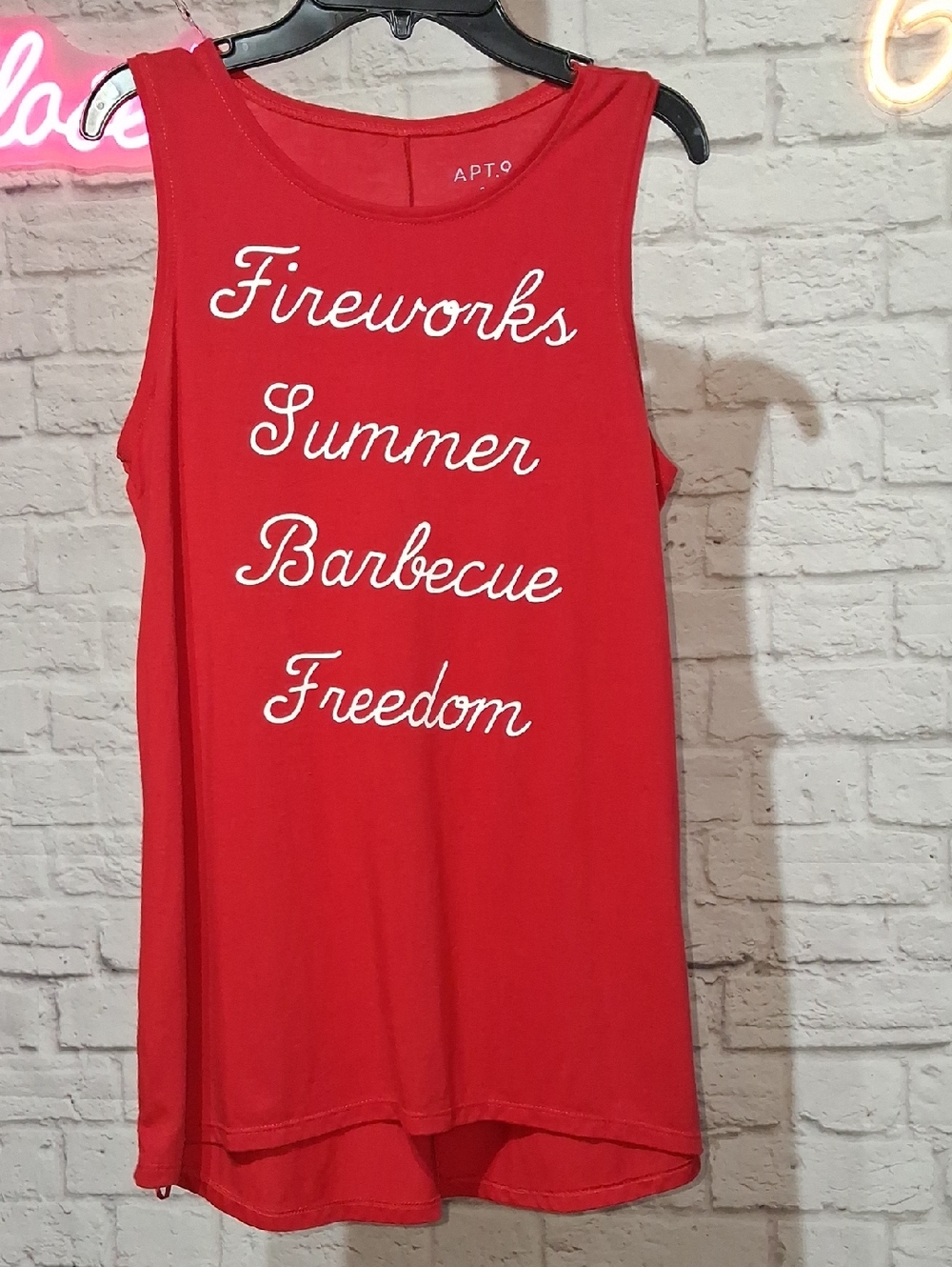 Apt. 9 Red Sleeveless Graphic Tank - Fireworks Summer Barbecue Freedom